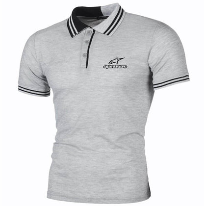 New Brand Alpinestars Man Polo Shirt Mens Casual Stripe Collar Splicing Polo shirt Men Short Sleeve High Quality Alpinestar Polo