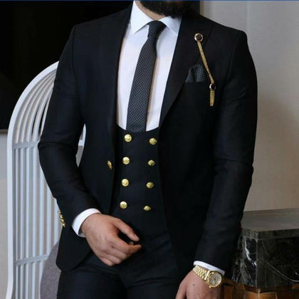 New Arrival One Button Groomsmen Peak Lapel Groom Tuxedos Men Suits Wedding/Prom Best Blazer ( Jacket+Pants+Vest+Tie)A94