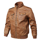 Men Genuine Leather Jackets Motorcycle Stand Collar Zipper Pocket Male Plus Size M-5XL Coats Biker Cow Leather Fashion Outerwear