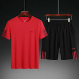 Casual Male Tracksuit Clothing Summer Men Set Fitness Suit Sporting Suits Short Sleeve T Shirt Shorts Quick Drying 2 Piece Set