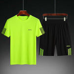 Casual Male Tracksuit Clothing Summer Men Set Fitness Suit Sporting Suits Short Sleeve T Shirt Shorts Quick Drying 2 Piece Set