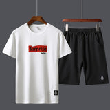 Casual Male Tracksuit Clothing Summer Men Set Fitness Suit Sporting Suits Short Sleeve T Shirt Shorts Quick Drying 2 Piece Set