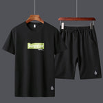 Casual Male Tracksuit Clothing Summer Men Set Fitness Suit Sporting Suits Short Sleeve T Shirt Shorts Quick Drying 2 Piece Set