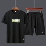 Casual Male Tracksuit Clothing Summer Men Set Fitness Suit Sporting Suits Short Sleeve T Shirt Shorts Quick Drying 2 Piece Set