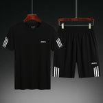 Casual Male Tracksuit Clothing Summer Men Set Fitness Suit Sporting Suits Short Sleeve T Shirt Shorts Quick Drying 2 Piece Set