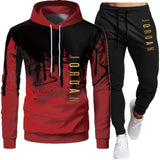 Fashion Letter Print Men Hoodie Suit Autumn Tracksuit Casual Sportsuit Hoodies Sportswear Sweatshirt+Pant Pullover 2 Piece Set