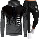 Fashion Letter Print Men Hoodie Suit Autumn Tracksuit Casual Sportsuit Hoodies Sportswear Sweatshirt+Pant Pullover 2 Piece Set