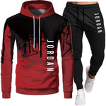 Fashion Letter Print Men Hoodie Suit Autumn Tracksuit Casual Sportsuit Hoodies Sportswear Sweatshirt+Pant Pullover 2 Piece Set