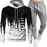 Fashion Letter Print Men Hoodie Suit Autumn Tracksuit Casual Sportsuit Hoodies Sportswear Sweatshirt+Pant Pullover 2 Piece Set