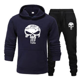 2 Pieces Sets Tracksuit Men Skull Brand Autumn Winter Hooded Sweatshirt +Drawstring Pants Male Sport Hoodies Running Sportswear