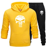 2 Pieces Sets Tracksuit Men Skull Brand Autumn Winter Hooded Sweatshirt +Drawstring Pants Male Sport Hoodies Running Sportswear